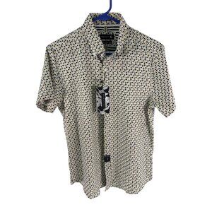 Denim & Flower Ricky Singh Men's S Geometric Short Sleeve Casual Button-Down Shi